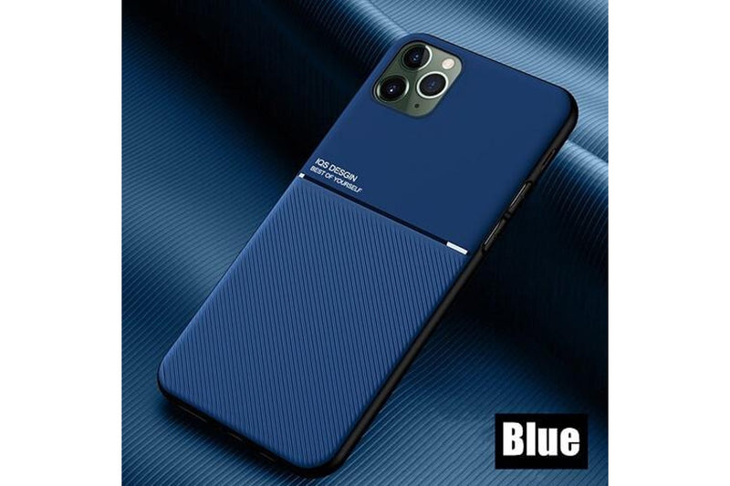 For Apple iPhone 11 Pro Business Style Luxury Matte Soft Silicone Drop Resistant Case Cover (Blue)