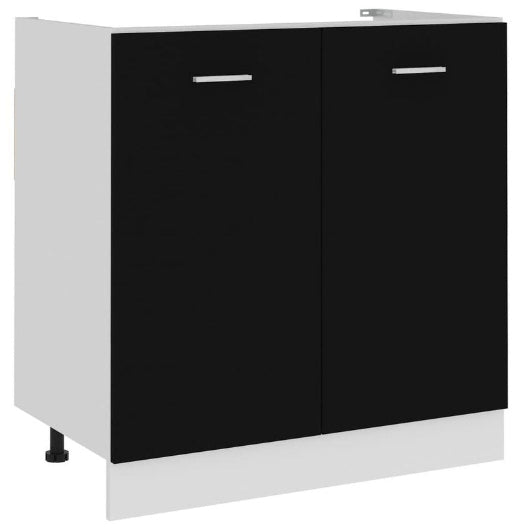 Sink Bottom Cabinet Black 80x46x81.5 cm Engineered Wood vidaXL