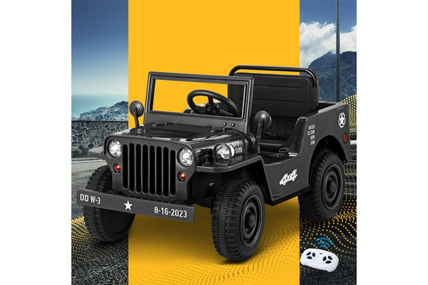 Rigo Kids Electric Ride On Car Jeep Military Off Road Toy Cars Remote 12V Black