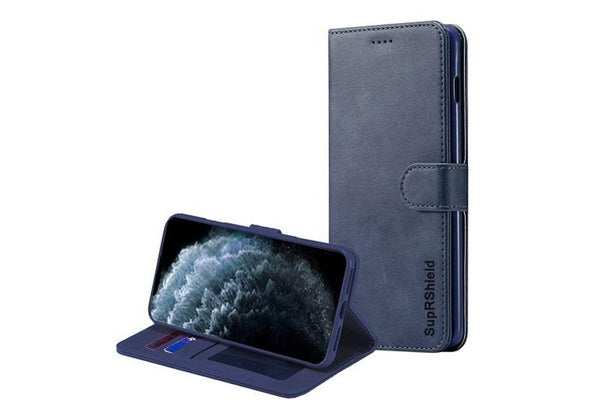 For Apple iPhone 11 Pro Case, SupRShield Wallet Leather Flip Magnetic Stand Case Cover For Apple (Navy Blue)