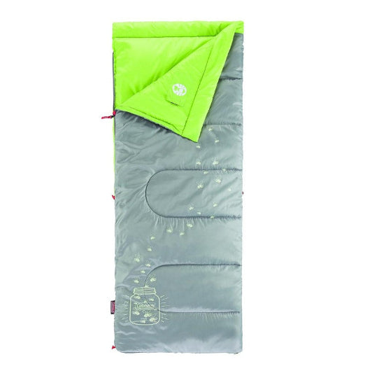 Coleman Sleeping Bag Kids Fyrefly Illumibug Gren 7C Rate Outdoor Hiking Camping