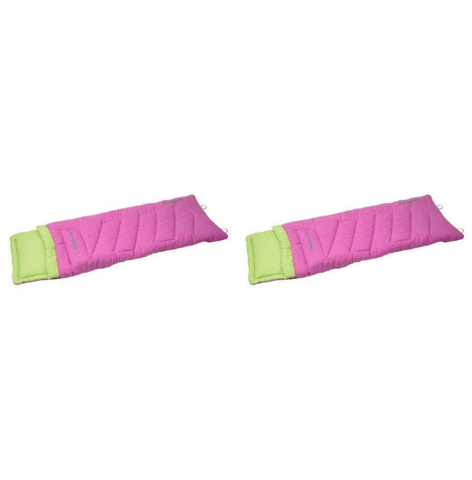 2x Quest Outdoors Kids Children Ridgeline 0 Deg Camping Soft Sleeping Bag Pink