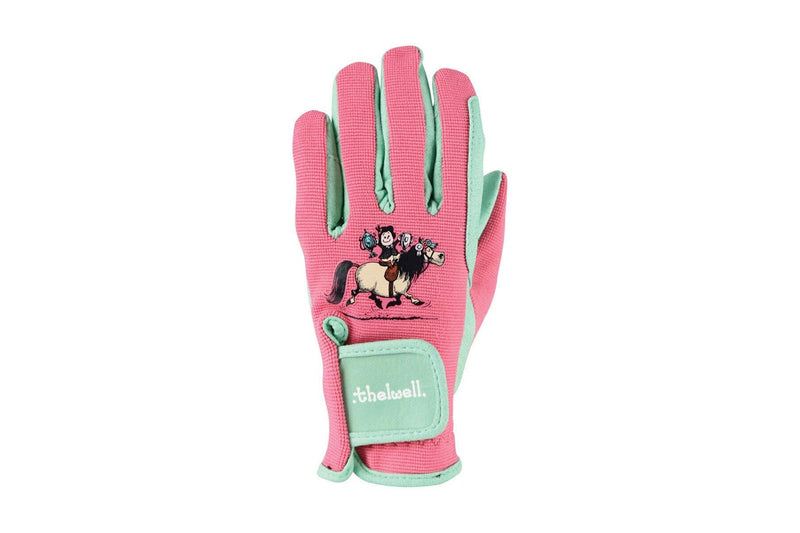 Hy Childrens/Kids Thelwell Collection Trophy Riding Gloves (Mint/Pink) (XL)