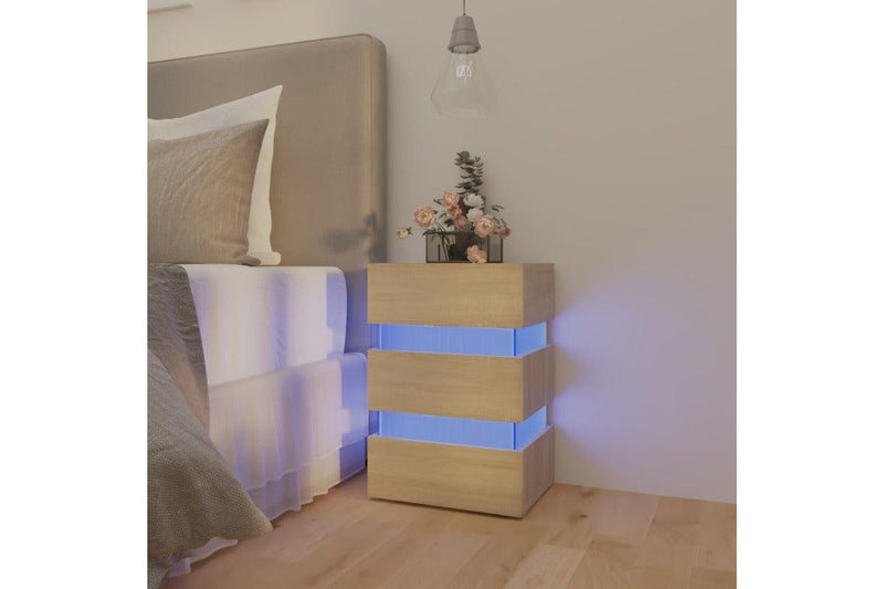 Led Bedside Cabinet 45X35x67 Cm Engineered Wood Bedside Tables