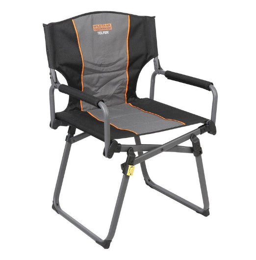 Wildtrak Telfer Compact 93cm Director Chair Camping Outdoor Seat Grey Black