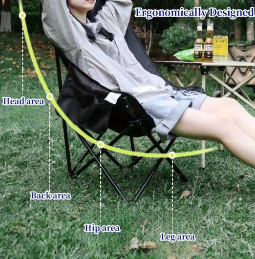 Enlarged Moon Chair for Outdoor Camping Fishing Picnic Sky Blue