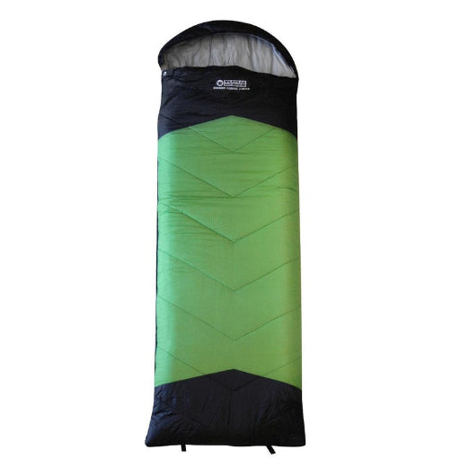 Wildtrak Bremer 170x65cm Junior Hooded Sleeping Bag Outdoor Camping Green Black