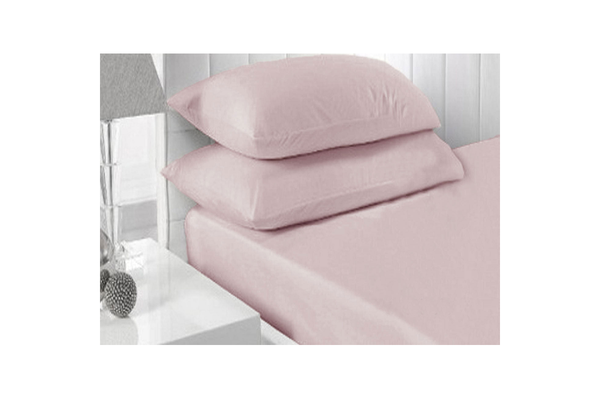 Accessorize 250Tc Fitted Sheet Set Pink King Bedside Tables