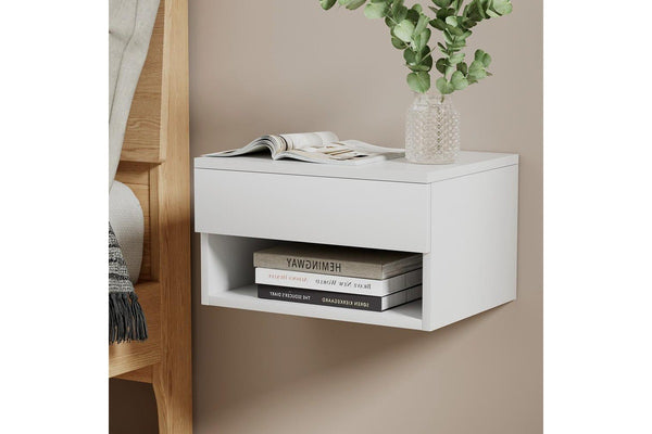 Artiss Floating Bedside Table Nightstand Drawer White