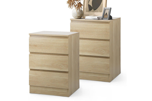 Oikiture Bedside Tables Set of 2 Nightstand Natural