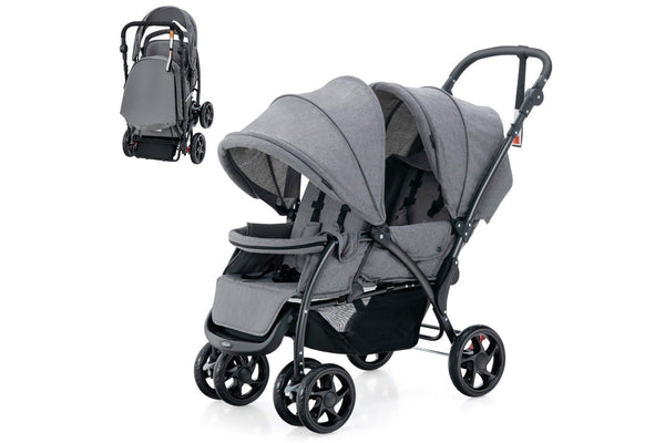 Giantex Foldable Double Seat Baby Pram Toddler Stroller Backrest Footrest Twin Infant Snap Stroller