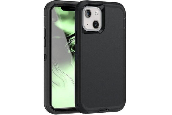 For Apple iPhone 13 Mini Case Drop Resistant Defender Tradies Heavy Duty Rugged Shockproof Tough Cover (Black)
