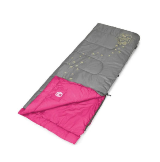 Coleman Sleeping Bag Kids Fyrefly Illumibug Pink 7C Rate Outdoor Camping Hiking