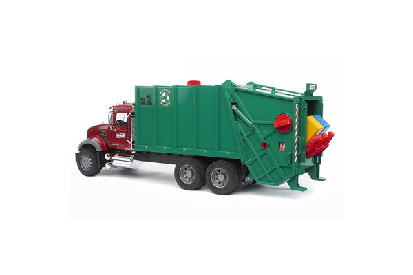 Bruder 1:16 MACK Granite 69cm Garbage Truck Rear Loading Red Green Kids Toy 4y+