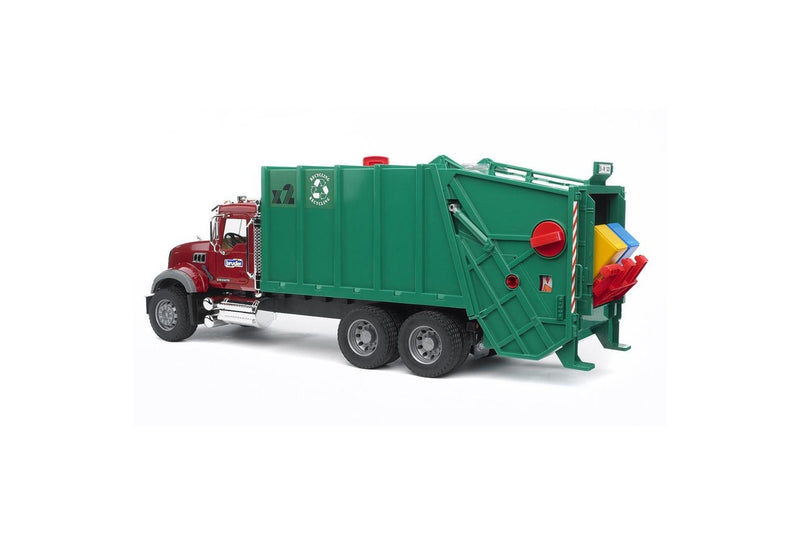 Bruder 1:16 MACK Granite 69cm Garbage Truck Rear Loading Red Green Kids Toy 4y+