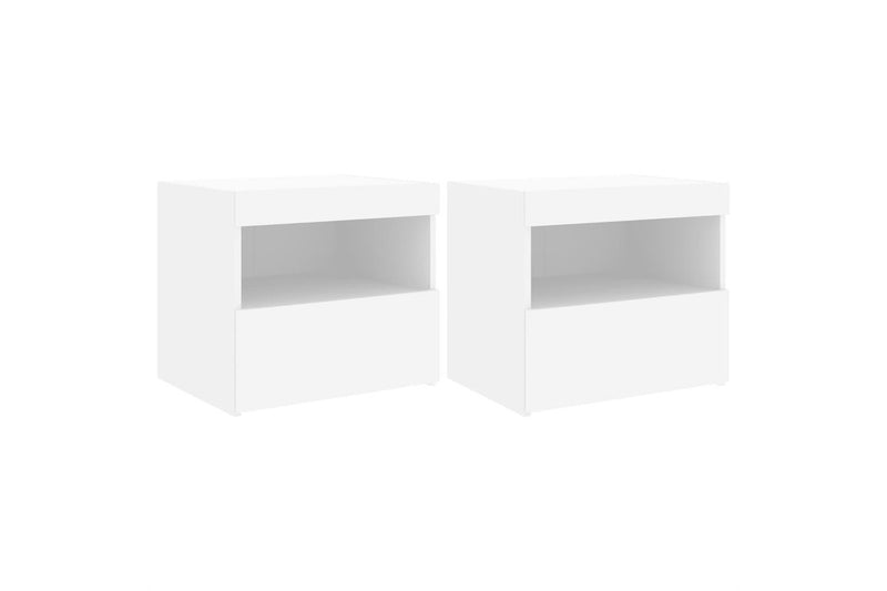 Bedside Cabinets With Led Lights 2 Pcs White 50X40x45 Cm Bedside Tables