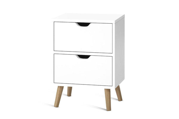 Artiss Bedside Table 2 Drawers - BODEN White