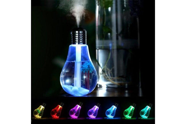 Usb Powered Discoloration Bulb Humidifier Ultra Quiet 7 Color Night Light Silver Humidifiers