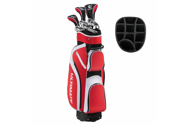 Costway Premium Ladies Golf Clubs Set Starters w/Bag 10 Pieces Alloy/Graphite Drive Red