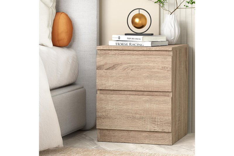 Artiss Bedside Table 2 Drawers - PEPE Oak