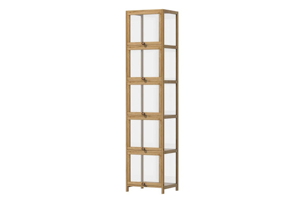 Oikiture Display Cabinet 5 Tier Shelves Oak