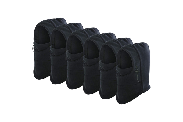 6x Windproof Thermal Fleece Balaclava Beanie Hat Full Face Mask Ski - Black