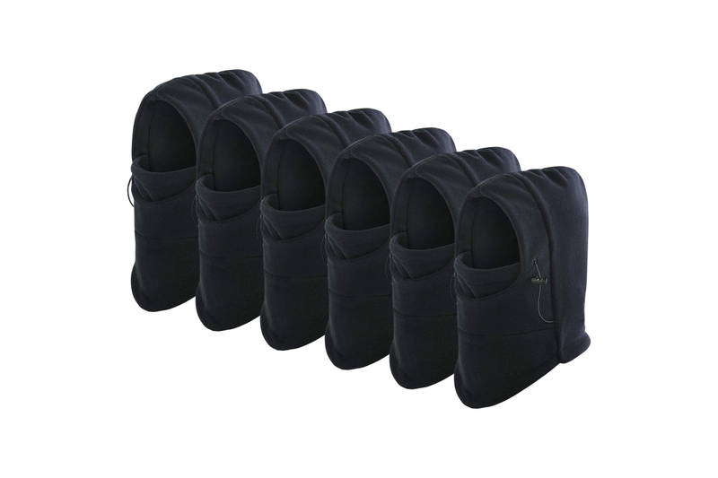 6x Windproof Thermal Fleece Balaclava Beanie Hat Full Face Mask Ski - Black