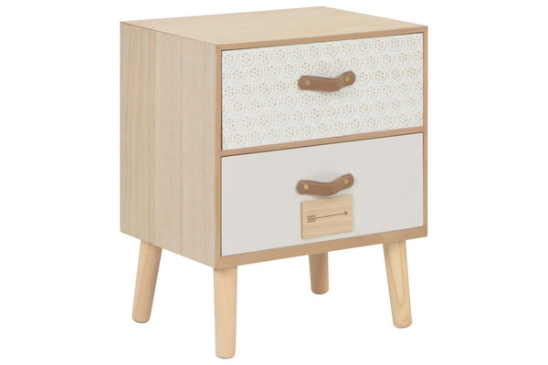 Bedside Cabinet With 2 Drawers 40X30x49.5 Cm Solid Pinewood Bedside Tables