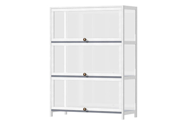 Oikiture Display Cabinet 3-Tier Shelves (White)