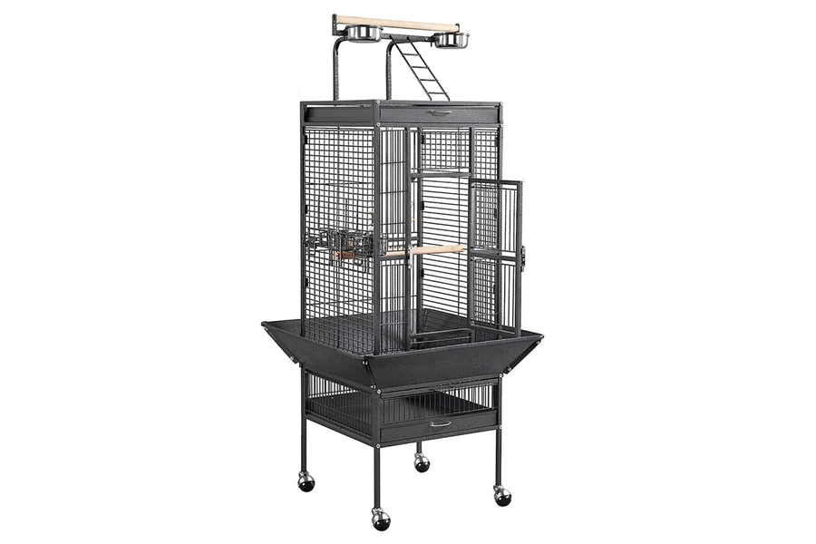 Large Playtop Parrot Aviary Bird Cages Birdcage w/ Rolling Stand Perch Food Cup