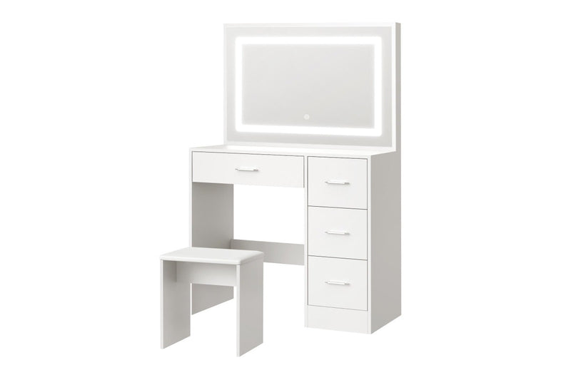 Oikiture Dressing Table Stool Set LED Light(White)