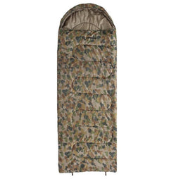 Caribee 230cm +5 Back Country Nylon Outdoor Camp Sleeping Bag Jumbo Size 5 Camo