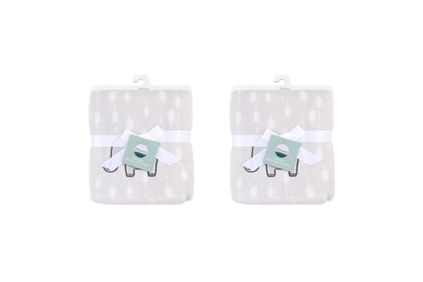 2x Little Haven Applique Elephant Comfortable Gentle Style Baby Blanket 101cm