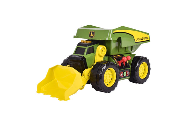 John Deere 2-N-1 Dig Rig Dump Truck & Loader w Lights Sounds Motorized Drive