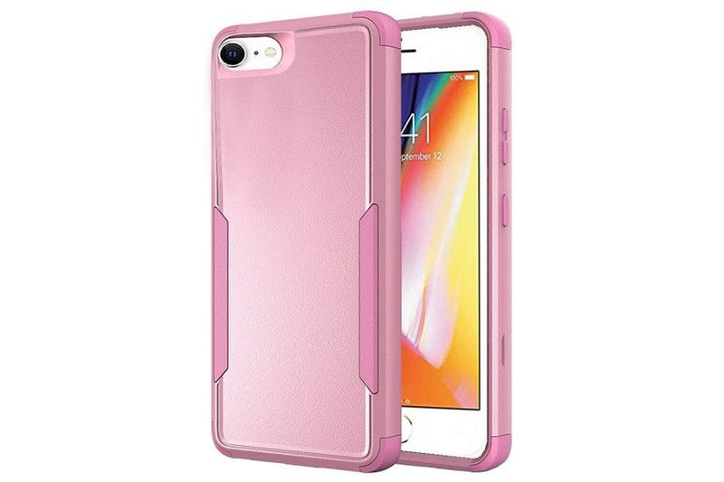For Apple iPhone SE 2022 3in1 Case Drop Resistant Defender Tradies Hybrid Armor Heavy Duty Rugged Shockproof Tough Cover (Rose Gold)