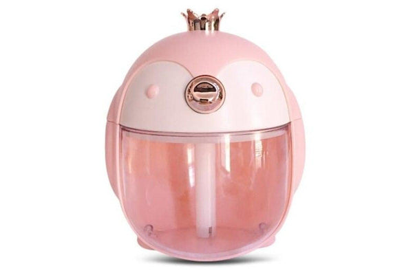 Cute Crown Penguin Air Humidifier Aroma Essential Oil Diffuser Night Lamp Pink Humidifiers