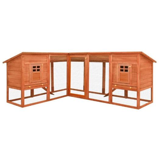 Outdoor Rabbit Hutch with Run Brown Solid Fir Wood vidaXL