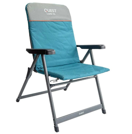 Quest Loafer 103cm Folding Camp Chair w Armrests Outdoor Camping Picnic XL Blue