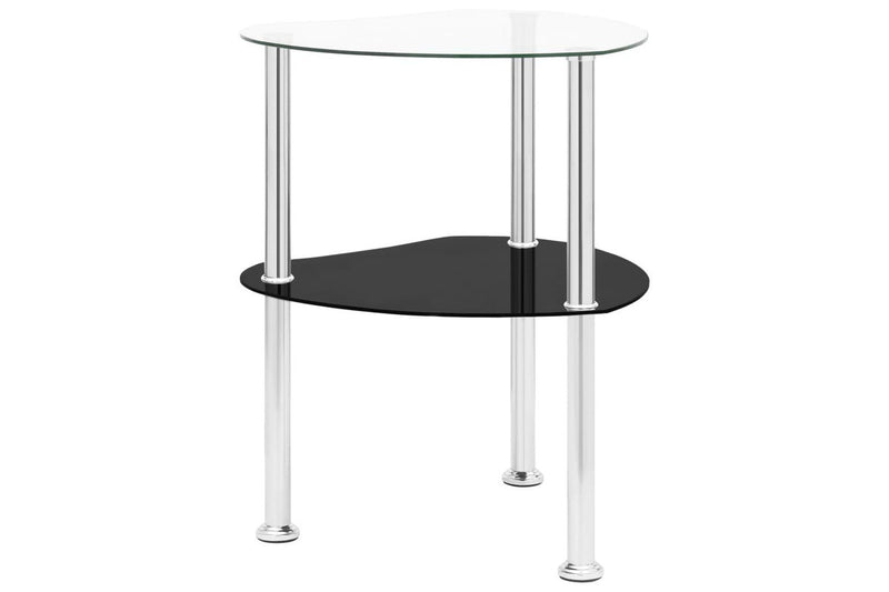 2-Tier Side Table Transparent & Black 38x38x50cm Tempered Glass vidaXL