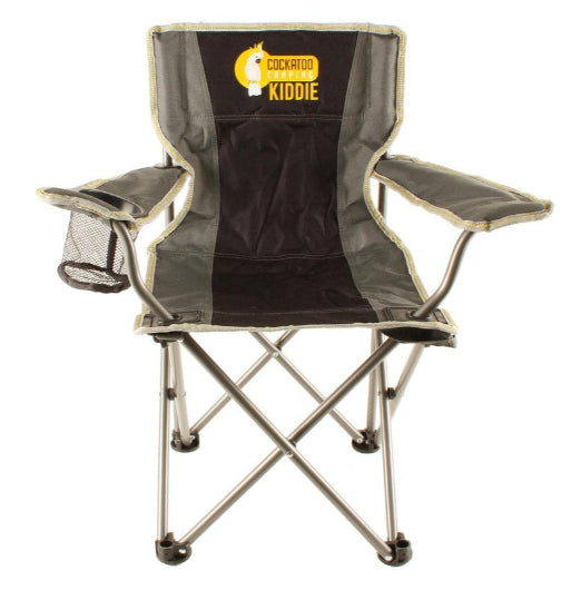 Wildtrak Kiddie 67x60cm Camp Chair w Cup Holder Outdoor Camping Seat Black Grey
