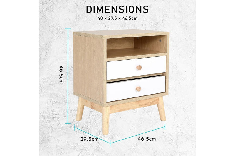 2X Bedside Table Side Storage Cabinet Nightstand Bedroom Drawer Anya Oak Bedside Tables
