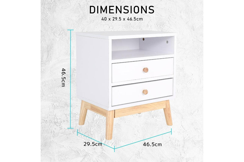 2X Bedside Table Side Storage Cabinet Nightstand Bedroom Drawer Anya White Bedside Tables
