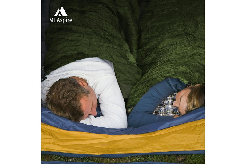 Mt Aspire Sleeping Bag Double Camping Hiking Winter Thermal -10C Army Green