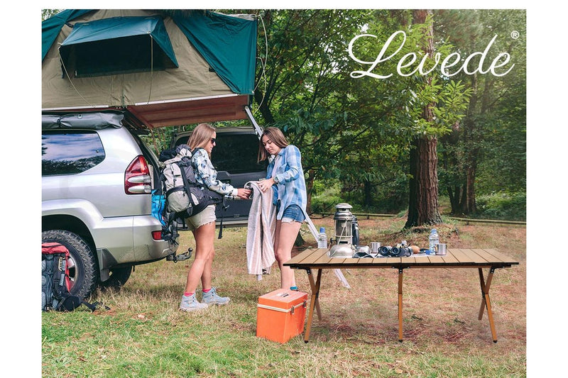 Levede Folding Camping Table Brown
