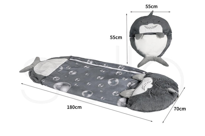 Mountview Sleeping Bag Child Pillow Stuffed Toy Kids Bags Gift Shark 180cm L