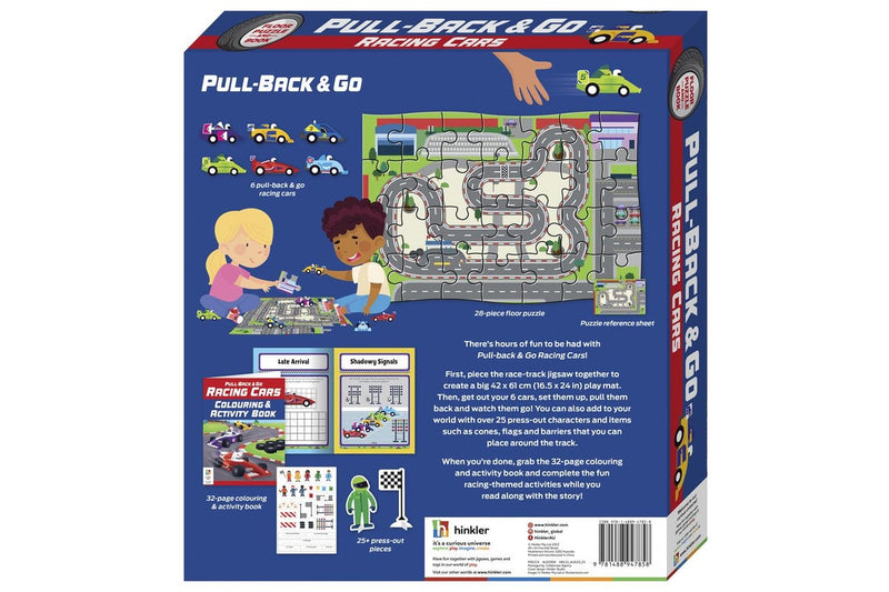 28pc WonderFull Pull-Back & Go Kit Racing Cars Floor Puzzle Book Kids Play Toy