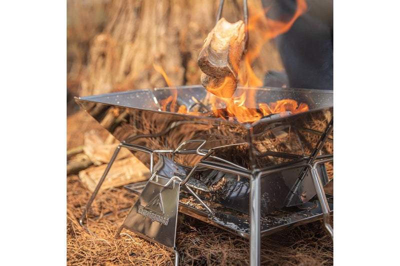 CAMPINGMOON Stove Fire Pit BBQ Grill Portable Camping Outdoor Stainless Steel Large MT-3