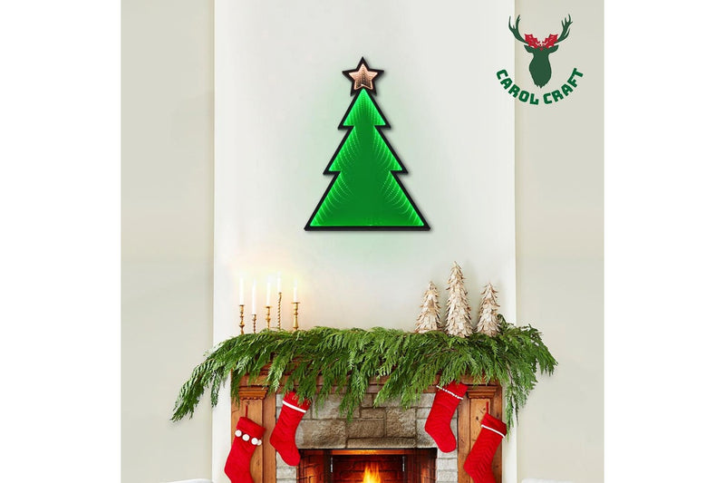 CarolCraft 50cm LED Infinity 3D Mirror Christmas Tree Xmas Light Decoration Home Party