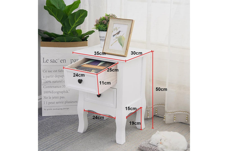 French Bedside Table Nightstand White Set Of 2 Bedside Tables