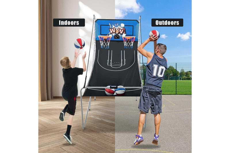 Costway Foldable Basketball Arcade Game Double Shooting Machine 4 Players w/8 Playing Modes&4 Balls